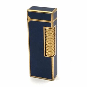 １円 良品 dunhill ダンヒル ローラー ガスライター ラピスラッカー ブルー ゴールド 喫煙具 煙草グッズ a1377