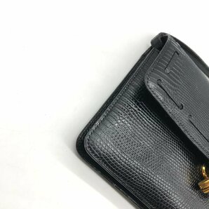 1円 良品 HERMES エルメス タッセル ゴールド 金具 リザード ヴィンテージ ショルダー バッグ ブラック a2780の画像6