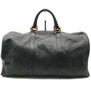 1円 良品 LOEWE ロエベ アナグラム レザー ハンド ボストン バッグ ブラック a2576の画像1