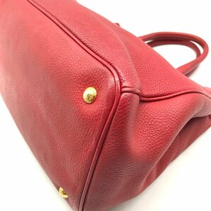 1円 良品 PRADA プラダ レザー ロゴ 金具 2WAY ハンド ショルダー バッグ 赤 a963の画像5