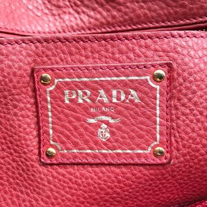 1円 良品 PRADA プラダ レザー ロゴ 金具 2WAY ハンド ショルダー バッグ 赤 a963の画像8