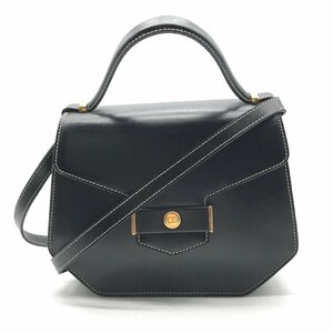 1円 美品 Christian Dior ディオール CDロゴ ヴィンテージ 台形 2WAY ハンド ショルダー バッグ ブラック a3309