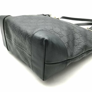 1円 良品 GUCCI グッチ トート ハンド バッグ インターロッキングG グッチシマ レザー ブラック a2378の画像4