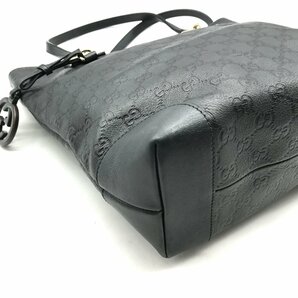 1円 良品 GUCCI グッチ トート ハンド バッグ インターロッキングG グッチシマ レザー ブラック a2378の画像5