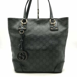 1円 良品 GUCCI グッチ トート ハンド バッグ インターロッキングG グッチシマ レザー ブラック a2378の画像1