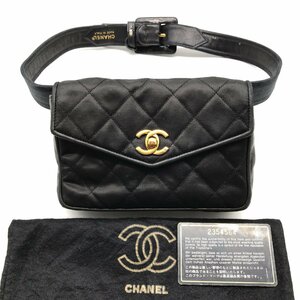 1円 CHANEL シャネル ココマーク ウエスト ポーチ バッグ ブラック a3343