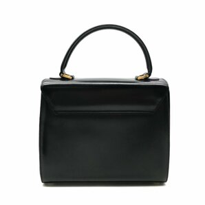 1円 超美品 CELINE セリーヌ ロゴ金具 ターンロック 2WAY レザー ハンド ショルダー バッグ ブラック a3471の画像2