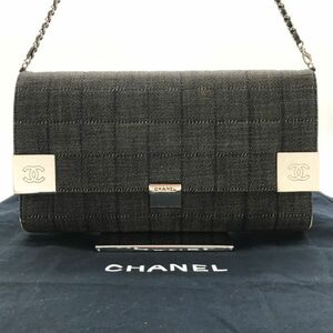 良品 CHANEL シャネル ココマーク デニム チョコバー チェーン ショルダー バッグ a3032