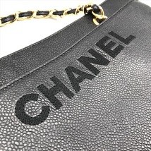 展示品 CHANEL シャネル ロゴ キャビアスキン チェーン トート ショルダー バッグ ブラック a2506_画像9