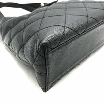 1円 良品 CHANEL シャネル ココマーク マトラッセ キャビアスキン ハンド トート バッグ ブラック a2748_画像4