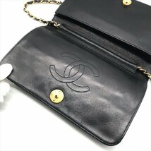 1円 良品 CHANEL シャネル ココマーク マトラッセ ラムスキン プッシュロック チェーン ショルダー バッグ ブラック a2395_画像7