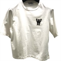 良品 HERMES エルメス ロボットモチーフ ワッペン 半袖 Tシャツ トップス ホワイト レディース a2703_画像1