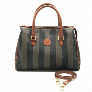 1円 良品 FENDI フェンディ ペカン柄 2WAY ハンド ショルダー バッグ ブラック ブラウン a3279