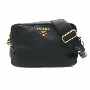 1円 良品 PRADA プラダ ２WAY ロゴ金具 ナイロン ショルダー バッグ ブラック a3328の画像1