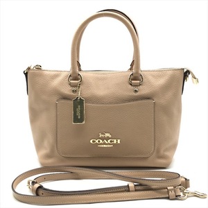 良品 COACH コーチ 2WAY ハンド ショルダー バッグ レザー ベージュ レディース k1916