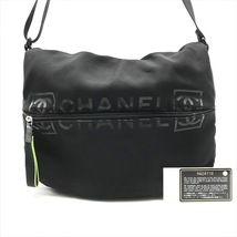 超美品 CHANEL シャネル スポーツライン ナイロンキャンバス ラバー メッセンジャー ショルダー バッグ ブラック a3370_画像1