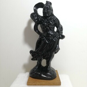 黒陶人形置物 金剛力士像 吽形 高さ17.5cm [ 仏教美術 オブジェ 土産物 和風置物 和雑貨]