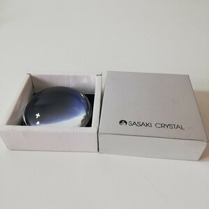 SASAKI CRYSTAL Sasaki crystal crystal glass paperweight dome type 250g rom and rear (before and after) unused goods [ glasswork goods weight glass made ]