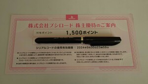 【コード通知】ブシロード 株主優待 1500ポイント