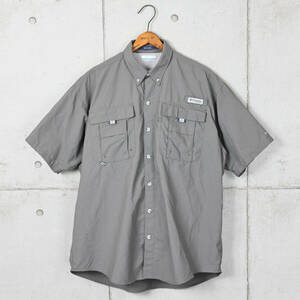 Columbiaコロンビア◆PFG ナイロン 半袖フィッシングシャツ◆グレー◆サイズM