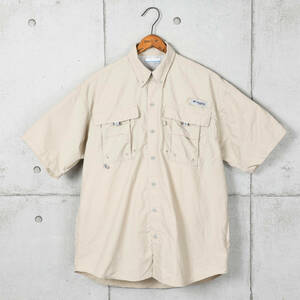 Columbiaコロンビア◆PFG ナイロン 半袖フィッシングシャツ◆ベージュ◆サイズS