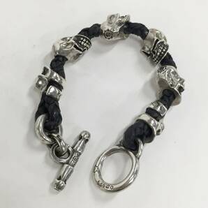 1445342G★ STARLINGEAR スターリンギア レザーブレスレット スカル 55600 Leather Bracelet 希少！ の画像3