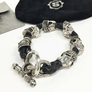 1445342G* STARLINGEAR Star Lynn механизм кожа браслет Skull 55600 Leather Bracelet редкий!