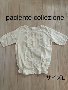 ＊paciente collezione：サイズL：オフホワイト色の半袖ブラウス＊