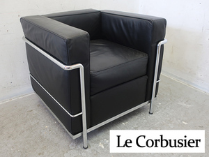 ■P747■美品■Le Corbusier/ル・コルビジェ■LC2/グランドコンフォール■総革/本革■1人掛けソフ/1PSOFA■ブラック■黒■名作■高級■