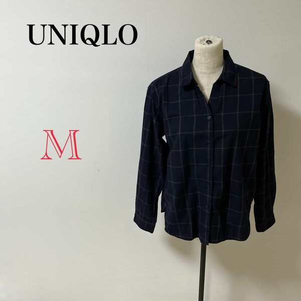 【UNIQLO】　シャツ　レディース　ブラック　チェック　ポロシャツ　　トップス