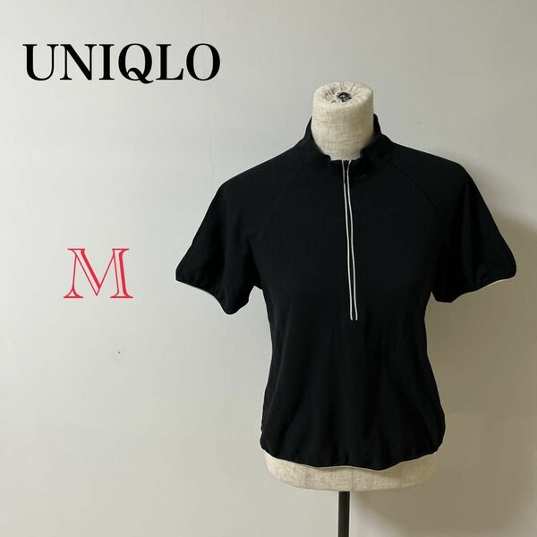 【UNIQLO】　レディース　ブラック　シャツ　ジャージ　半袖　トップス　ブラック ポロシャツ ゴルフ