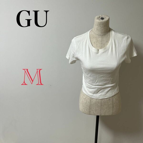 【GU】レディース　古着　シャツ　ブラウス　カットソー　ホワイト　無地 半袖