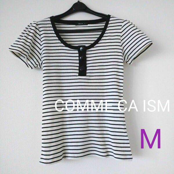 COMME CA ISM コムサイズム 半袖 トップス カットソー Ｍサイズ ボーダー Tシャツ レディース
