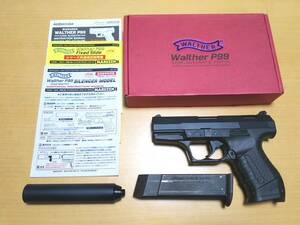 美品 マルゼン ワルサーP99 サイレンサー付き 固定スライドガスガン FS WALTHER 007 