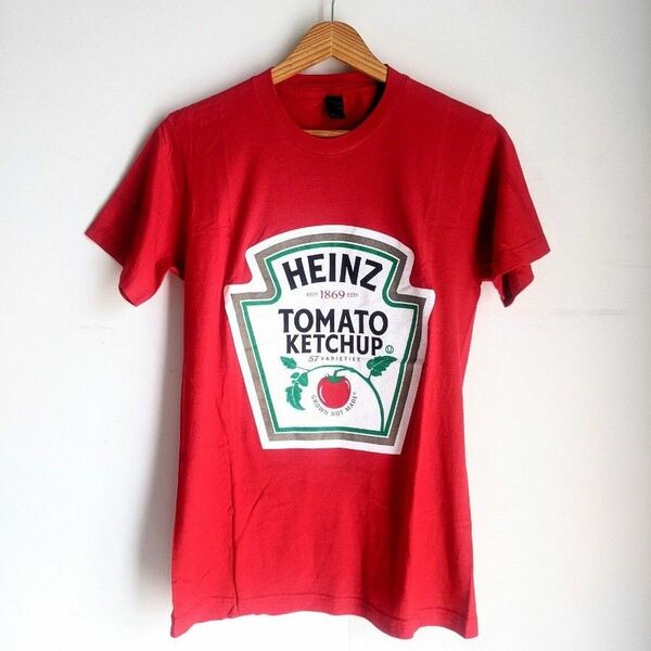 HEINZ トマトケチャップ Tシャツ 半袖 プリント Sサイズ アメリカ 赤 RED 