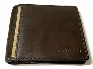 COACH　コーチ　二つ折り財布　レザー　ダークブラウン　特価品