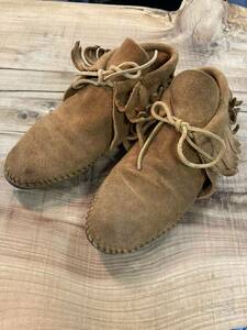 正規品 MINNETONKA ミネトンカ ブラウン 24cm フリンジブーツ スエード 