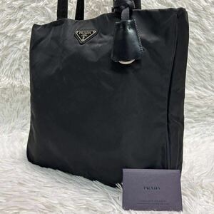 PRADA プラダ トートバッグ ハンドバッグ バック 三角ロゴ 肩掛け ナイロン 黒 ブラック チャーム ギャランティカード付き TESSUTO SPORT 