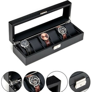送料無料 腕時計が映えるブラックインナー仕様！腕時計ケース 収納ボックス ディスプレイ 6本 鍵付き コレクション収納 ウォッチケース 黒の画像9