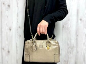 極美品 LOEWE ロエベ アマソナ23 アナグラム ハンドバッグ ショルダーバッグ バッグ レザー ゴールド 2WAY 70699