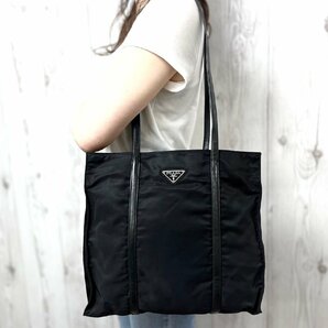 極美品 PRADA プラダ テスート トートバッグ ショルダーバッグ バッグ ナイロン×レザー 黒 A4収納可 70898の画像1