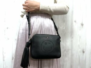  ultimate beautiful goods ANYA HINDMARCH Anya Hindmarch tassel shoulder bag bag leather black 70994