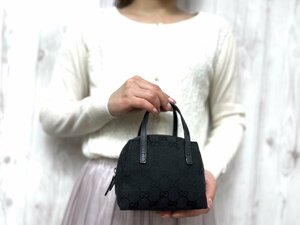  ultimate beautiful goods GUCCI Gucci GG canvas handbag bag canvas × leather black 71160