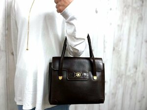 美品 CELINE セリーヌ ハンドバッグ バッグ レザー 茶 70237Y