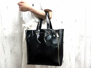 極美品 FURLA フルラ トートバッグ ショルダーバッグ バッグ レザー×パテントレザー 黒 A4収納可 70410