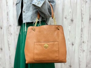 極美品 Tory Burch トリーバーチ トートバッグ ショルダーバッグ バッグ レザー 茶 A4収納可 70579Y