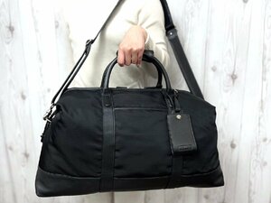 極美品 COACH コーチ ボストンバッグ ショルダーバッグ バッグ ナイロンキャンバス×レザー 黒 2WAY メンズ 70559Y