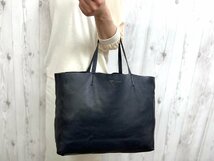 極美品 CELINE セリーヌ ホリゾンタルカバ トートバッグ ハンドバッグ ショルダーバッグ バッグ レザー 紺 A4可 メンズ 70551Y_画像1