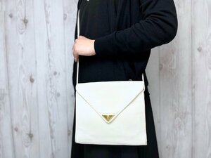 美品 YSL YvesSaintLaurent イヴサンローラン ショルダーバッグ バッグ PVC×レザー アイボリー 70864