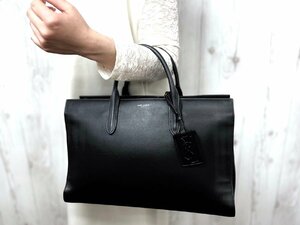 極美品 YSL SAINT LAURENT PARIS サンローラン パリ ジェーン トートバッグ ハンドバッグ バッグ レザー 黒 A4可 70708